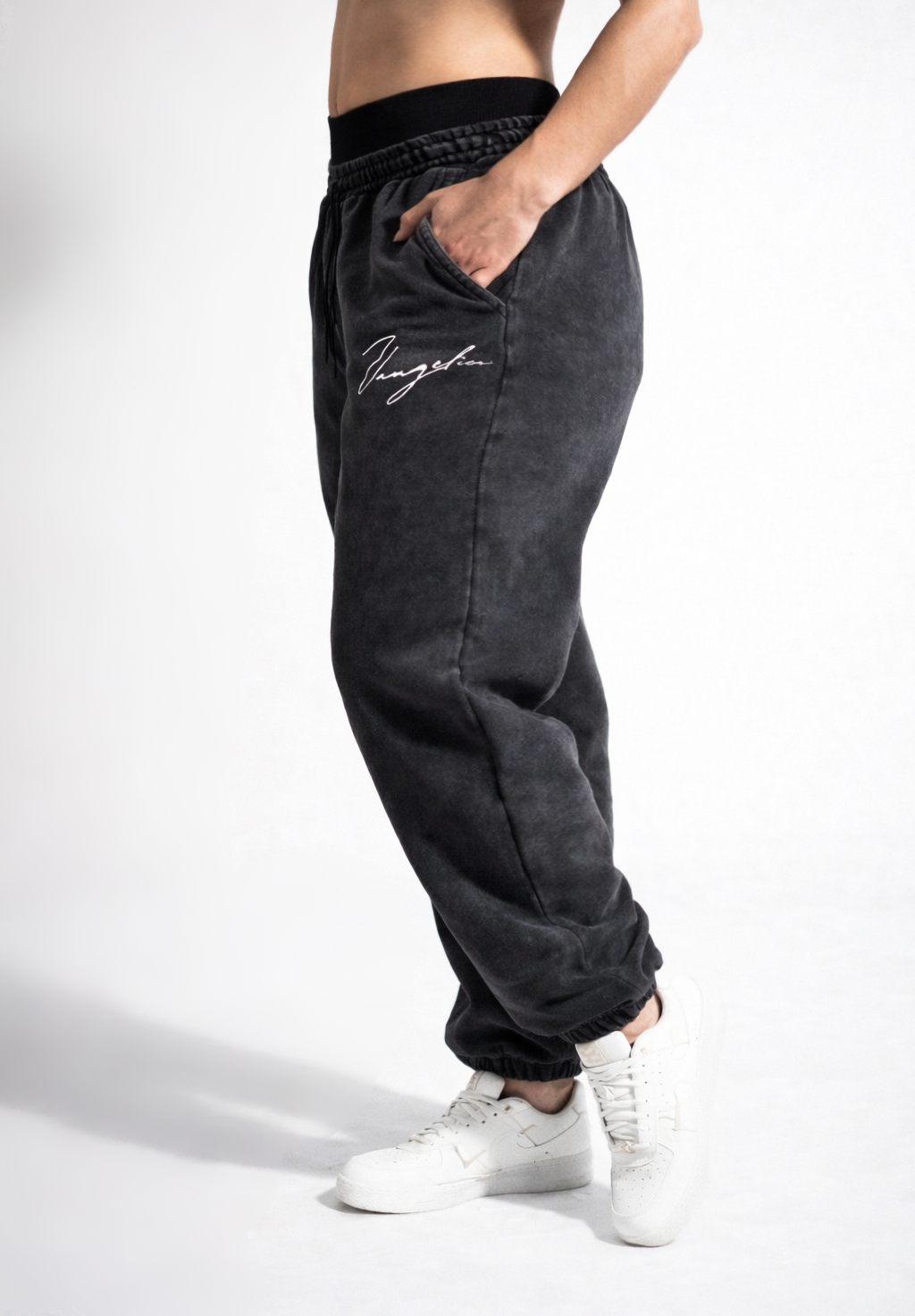Jogger Gris oscuro Oversize Acid Wash / Mujer