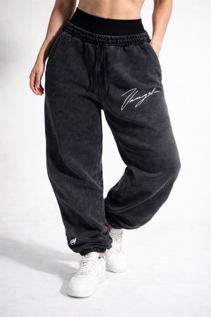 Jogger Gris oscuro Oversize Acid Wash / Mujer